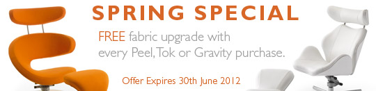 Spring Special - Free fabric upgrade with every Peel or Tok purchase. Offer expires 30th June 2012.
