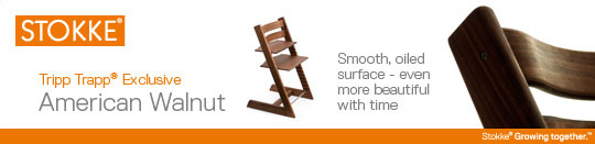 Limited Edition Tripp Trapp American Walnut - Beautiful solid wood Tripp Trapp, with brushed steel rods and screws.